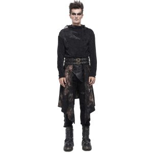 DEVIL FASHION Mi-Jupe Kilt Asymétrique ‘Taurus’ Noire Et Cuivre en promotion 30