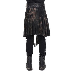 DEVIL FASHION Mi-Jupe Kilt Asymétrique ‘Taurus’ Noire Et Cuivre en promotion 38