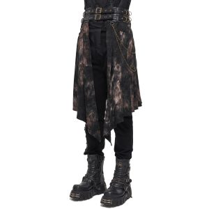 DEVIL FASHION Mi-Jupe Kilt Asymétrique ‘Taurus’ Noire Et Cuivre en promotion 40