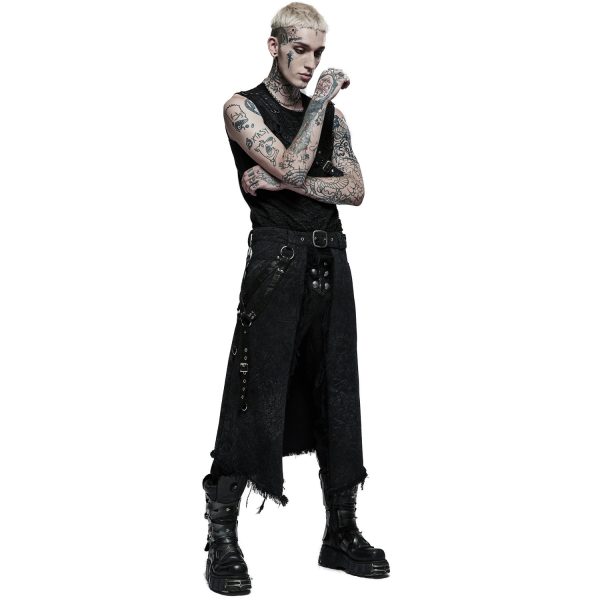 PUNK RAVE Mi-Jupe Kilt Pour Hommes ‘Goth Stylish’ Noire site officiel 3