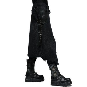 PUNK RAVE Mi-Jupe Kilt Pour Hommes ‘Goth Stylish’ Noire site officiel 30