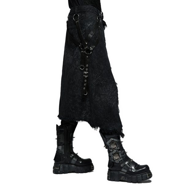 PUNK RAVE Mi-Jupe Kilt Pour Hommes ‘Goth Stylish’ Noire site officiel 8