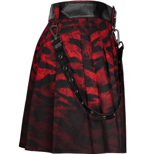 Livraison gratuite PUNK RAVE Mini Jupe ‘Gehenna’ Rouge Et Noire 60