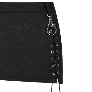 luxe soldes PUNK RAVE Mini Jupe ‘Gothic Trooper’ Noire 56