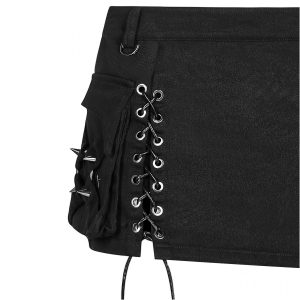 luxe soldes PUNK RAVE Mini Jupe ‘Gothic Trooper’ Noire 58