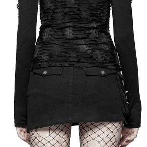 luxe soldes PUNK RAVE Mini Jupe ‘Gothic Trooper’ Noire 60