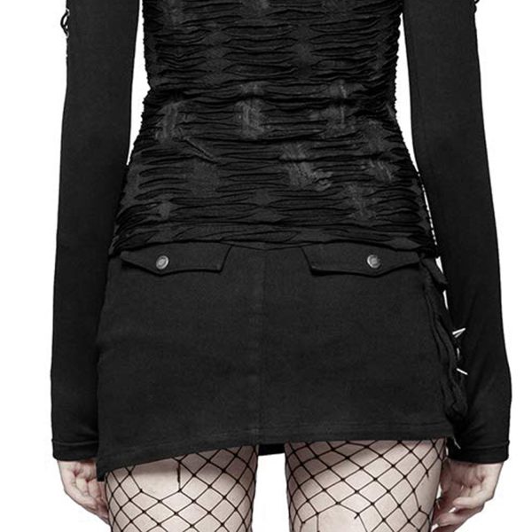 luxe soldes PUNK RAVE Mini Jupe ‘Gothic Trooper’ Noire 21