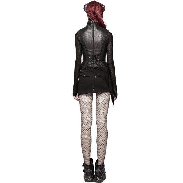 luxe soldes PUNK RAVE Mini Jupe ‘Gothic Trooper’ Noire 4