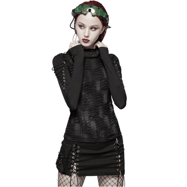 luxe soldes PUNK RAVE Mini Jupe ‘Gothic Trooper’ Noire 7