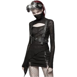 luxe soldes PUNK RAVE Mini Jupe ‘Gothic Trooper’ Noire 34