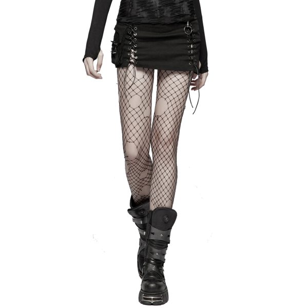 luxe soldes PUNK RAVE Mini Jupe ‘Gothic Trooper’ Noire 1