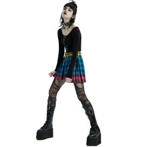 PUNK RAVE Mini-Jupe Plissée ‘Punk Plaid’ à Carreaux nouveau produit 26