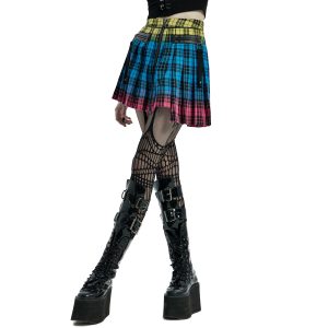 PUNK RAVE Mini-Jupe Plissée ‘Punk Plaid’ à Carreaux nouveau produit 36