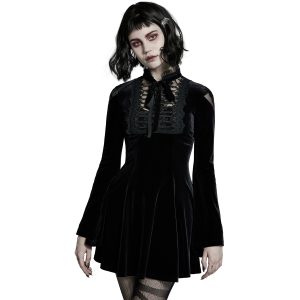 PUNK RAVE Mini Robe ‘Badriyah’ En Velours Noir haute qualité 42