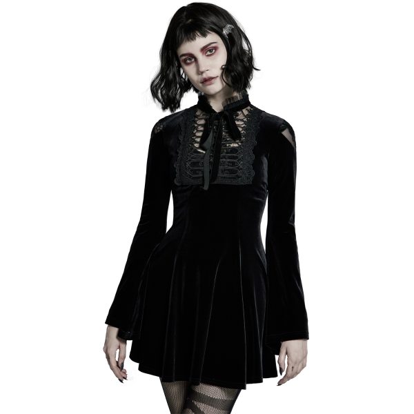 PUNK RAVE Mini Robe ‘Badriyah’ En Velours Noir haute qualité 12