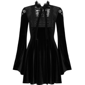 PUNK RAVE Mini Robe ‘Badriyah’ En Velours Noir haute qualité 48