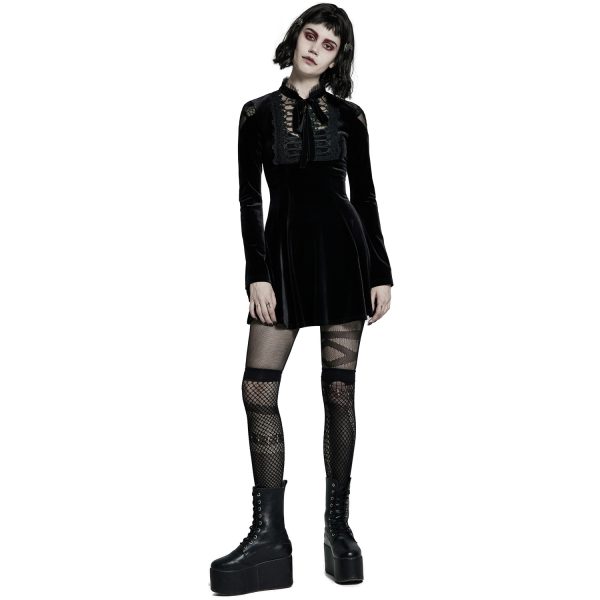 PUNK RAVE Mini Robe ‘Badriyah’ En Velours Noir haute qualité 7