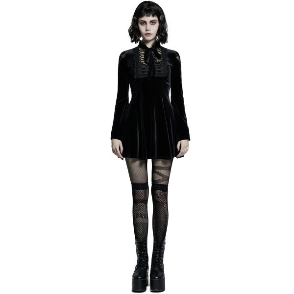 PUNK RAVE Mini Robe ‘Badriyah’ En Velours Noir haute qualité 9