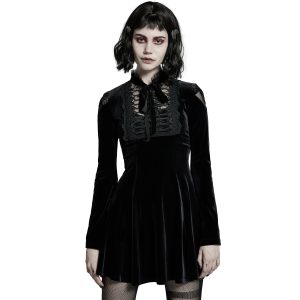 PUNK RAVE Mini Robe ‘Badriyah’ En Velours Noir haute qualité 38