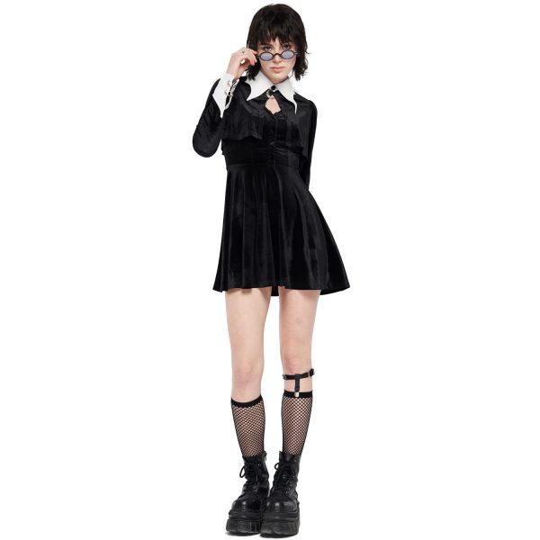 PUNK RAVE Mini Robe ‘Dark Bat’ Noire Et Blanche soldes pas cher 14