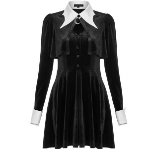 PUNK RAVE Mini Robe ‘Dark Bat’ Noire Et Blanche soldes pas cher 50