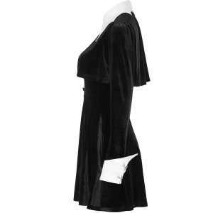 PUNK RAVE Mini Robe ‘Dark Bat’ Noire Et Blanche soldes pas cher 54