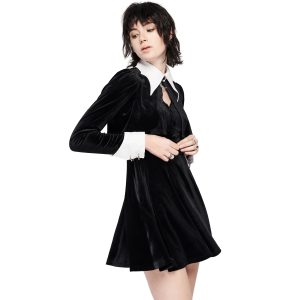 PUNK RAVE Mini Robe ‘Dark Bat’ Noire Et Blanche soldes pas cher 28