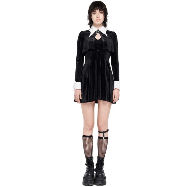 PUNK RAVE Mini Robe ‘Dark Bat’ Noire Et Blanche soldes pas cher 9