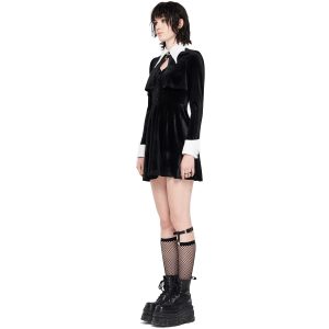 PUNK RAVE Mini Robe ‘Dark Bat’ Noire Et Blanche soldes pas cher 40