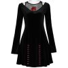 boutique en ligne france PUNK RAVE Mini Robe ‘Dark Prajna’ En Velours Noir 40