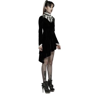 PUNK RAVE Mini Robe ‘Ishtar’ En Velours Noir Et Dentelle Blanche marque pas cher en ligne 21