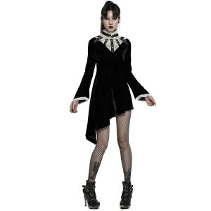 PUNK RAVE Mini Robe ‘Ishtar’ En Velours Noir Et Dentelle Blanche marque pas cher en ligne 23