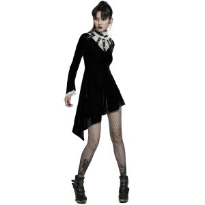 PUNK RAVE Mini Robe ‘Ishtar’ En Velours Noir Et Dentelle Blanche marque pas cher en ligne 25