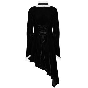 PUNK RAVE Mini Robe ‘Ishtar’ En Velours Noir Et Dentelle Blanche marque pas cher en ligne 31