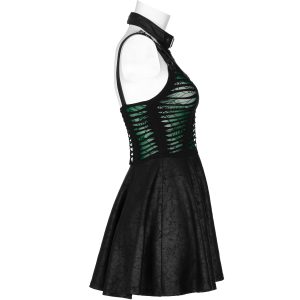 de garantie authentique PUNK RAVE Mini Robe ‘Willow’ Noire Et Verte 37