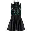 de garantie authentique PUNK RAVE Mini Robe ‘Willow’ Noire Et Verte 53