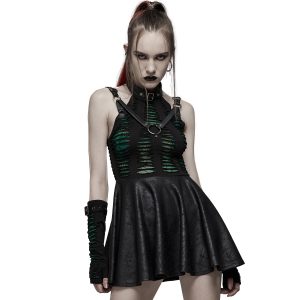 de garantie authentique PUNK RAVE Mini Robe ‘Willow’ Noire Et Verte 25