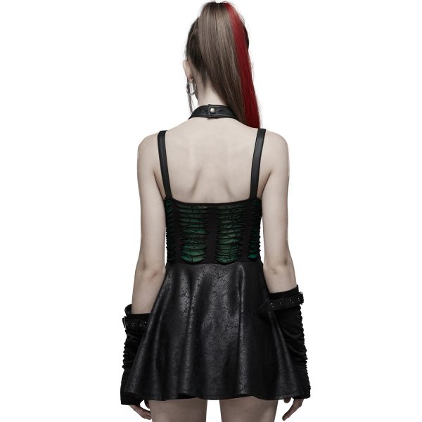 de garantie authentique PUNK RAVE Mini Robe ‘Willow’ Noire Et Verte 7