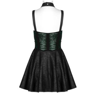 de garantie authentique PUNK RAVE Mini Robe ‘Willow’ Noire Et Verte 35