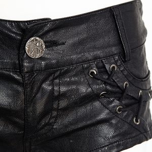 Paris PUNK RAVE Mini Short ‘Doll’ En Simili Cuir Noir 40