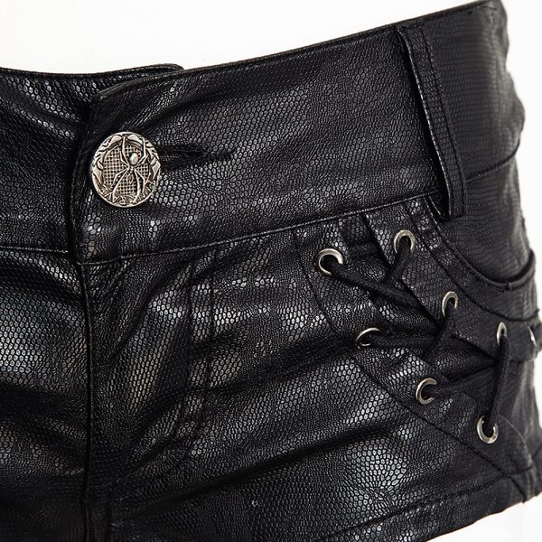 Paris PUNK RAVE Mini Short ‘Doll’ En Simili Cuir Noir 13