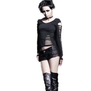 Paris PUNK RAVE Mini Short ‘Doll’ En Simili Cuir Noir 24