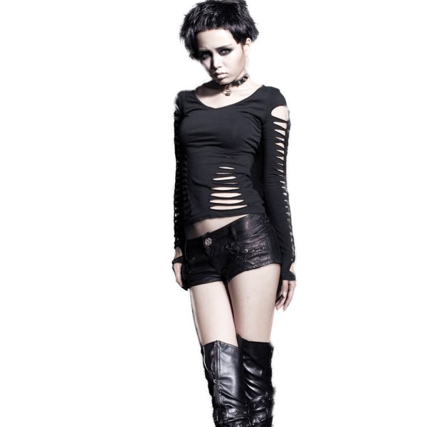 Paris PUNK RAVE Mini Short ‘Doll’ En Simili Cuir Noir 5