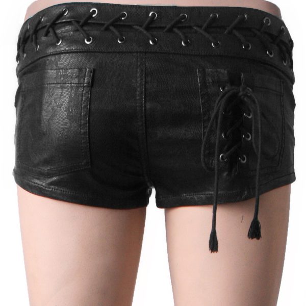 Paris PUNK RAVE Mini Short ‘Doll’ En Simili Cuir Noir 9