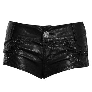 Paris PUNK RAVE Mini Short ‘Doll’ En Simili Cuir Noir 36