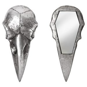 Boutique officielle The Vault By Alchemy Miroir Compact ‘Raven Skull’ Argent Antique 9