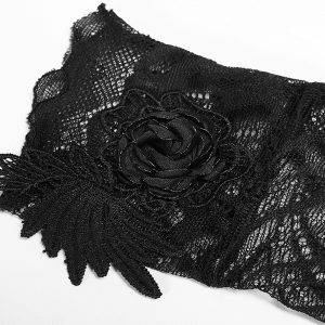 en ligne officielle PUNK RAVE Mitaines Gothiques ‘Black Rose’ En Dentelle Noire 22