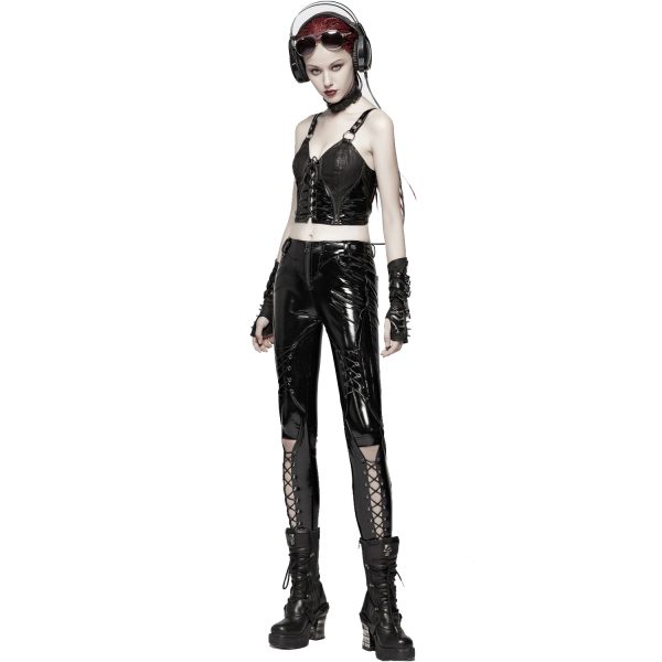 boutique en ligne PUNK RAVE Pantalon ‘Ball Jointed Doll’ En Vinyle Noir 3