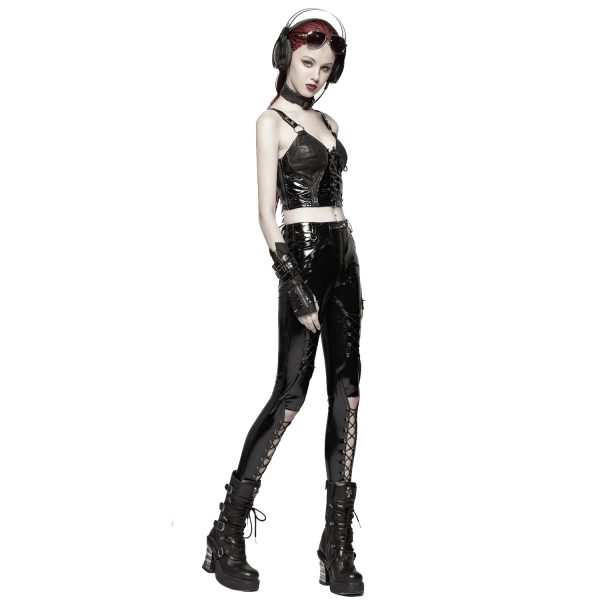 boutique en ligne PUNK RAVE Pantalon ‘Ball Jointed Doll’ En Vinyle Noir 5