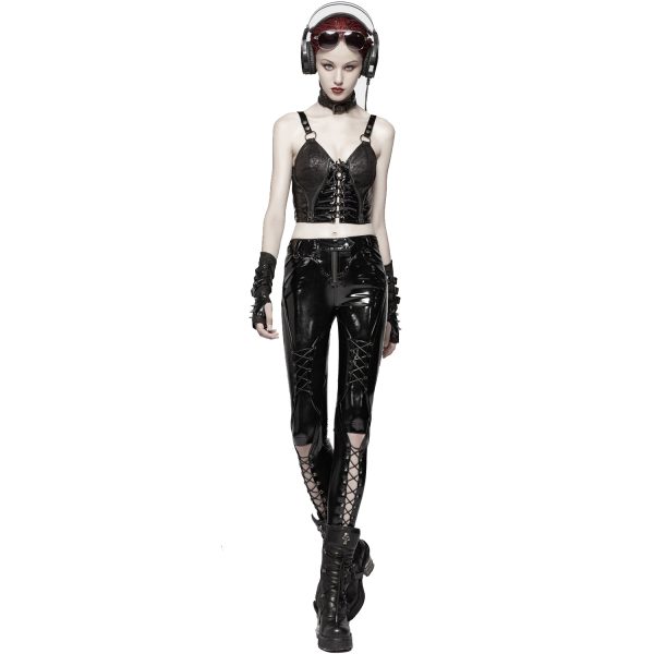 boutique en ligne PUNK RAVE Pantalon ‘Ball Jointed Doll’ En Vinyle Noir 6